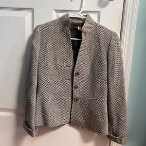 Tahari Black and Gray Textured Blazer 100% wool